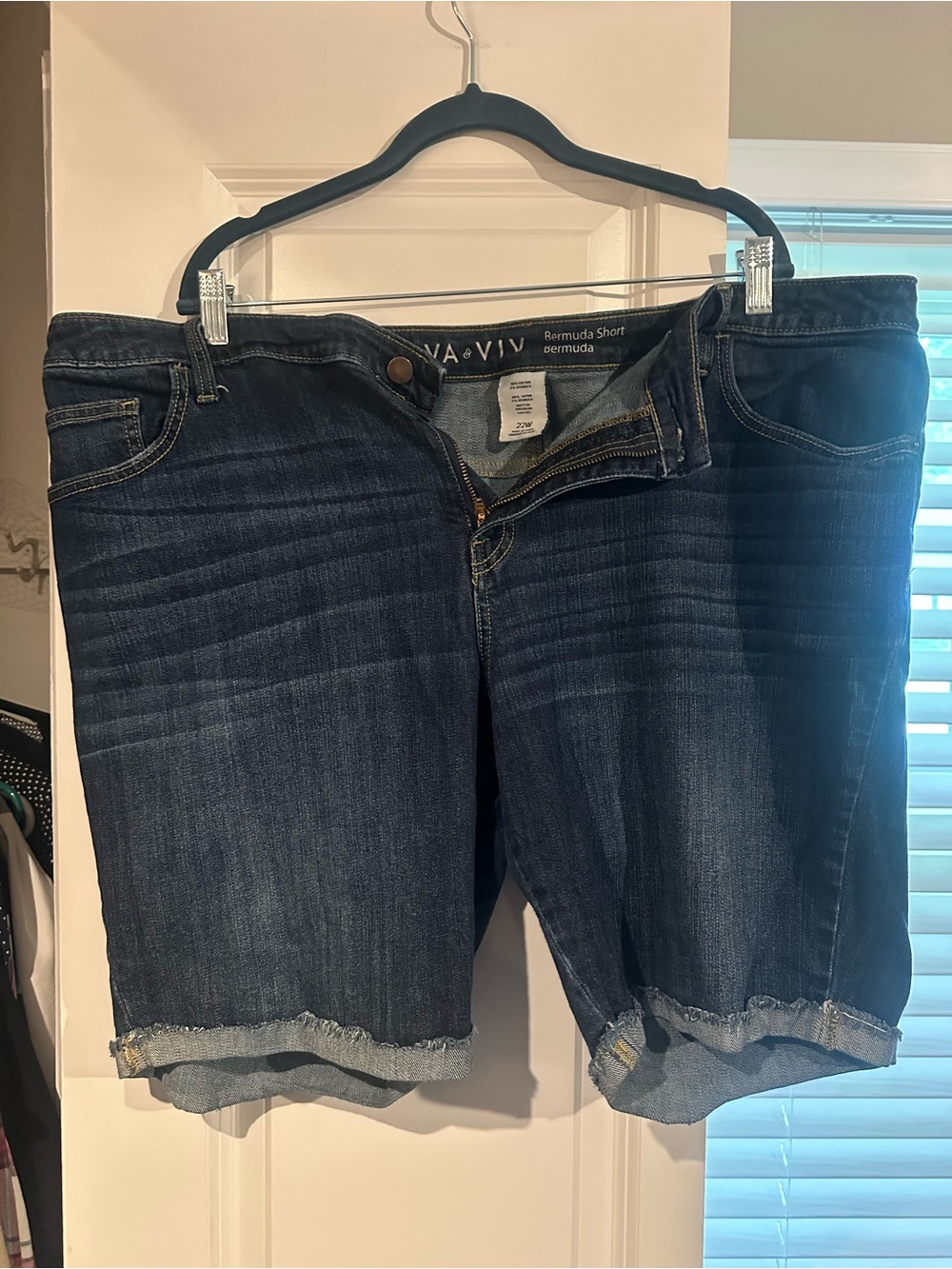 Ava & Viv Dark Denim Cuffed Bermuda Shorts